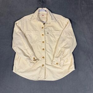 Levi's Corduroy Button Up Shirt Womens Small Cream Long Sleeve